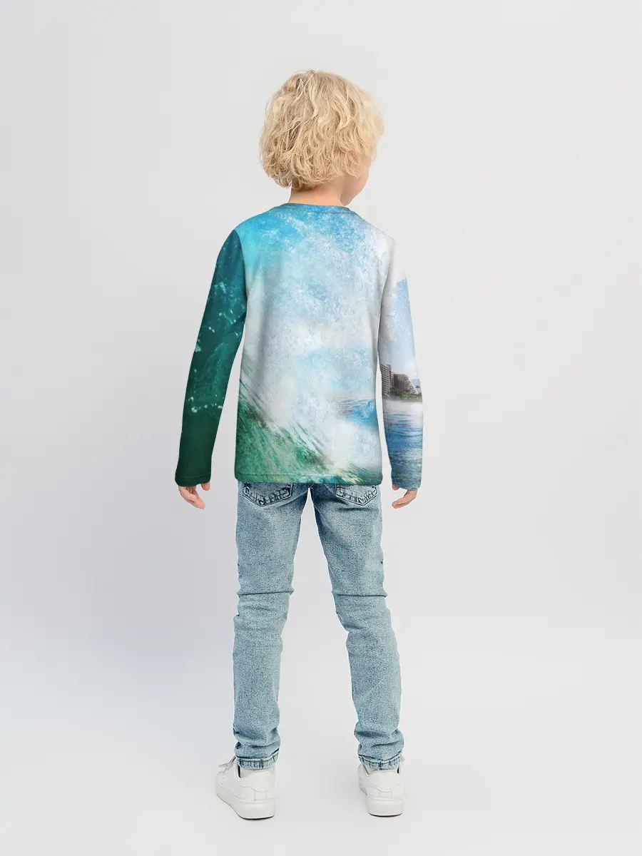 Детский лонгслив / Тираннозавр REX | Серфинг