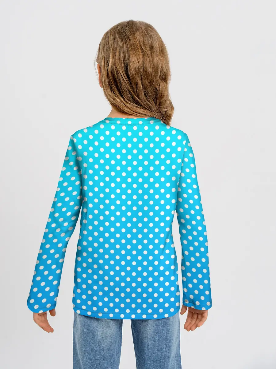 Детский лонгслив / Белые кружки