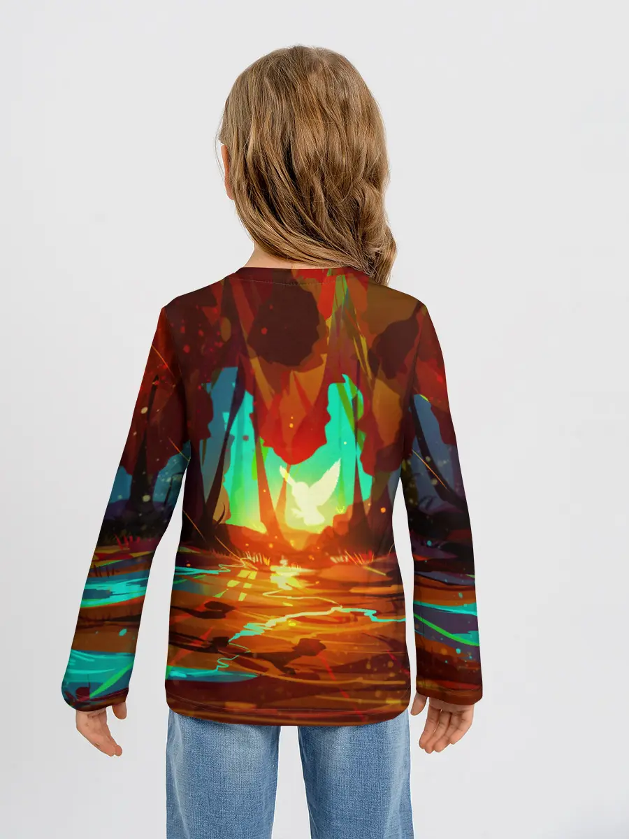 Детский лонгслив / Птица света в волшебном лесу