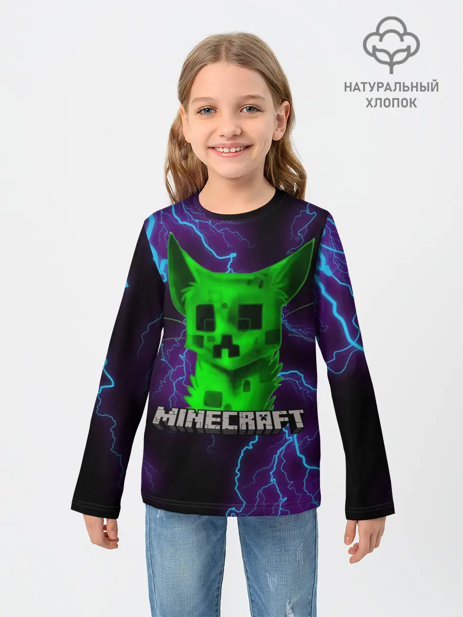 Детский лонгслив / MINECRAFT CREEPER CAT