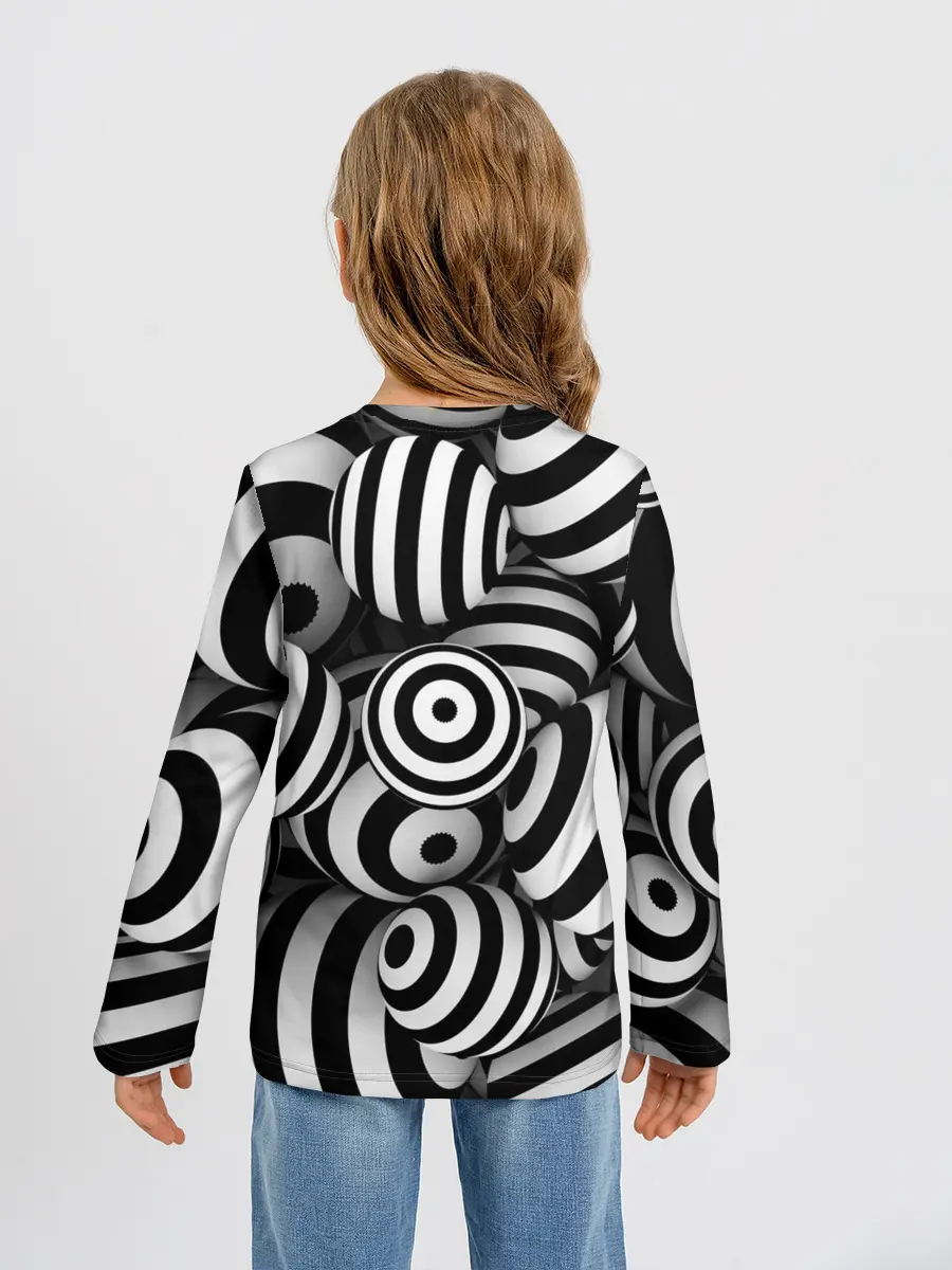 Детский лонгслив / Полосатые 3D круги