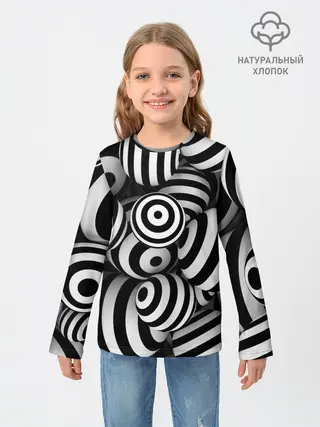 Детский лонгслив / Полосатые 3D круги