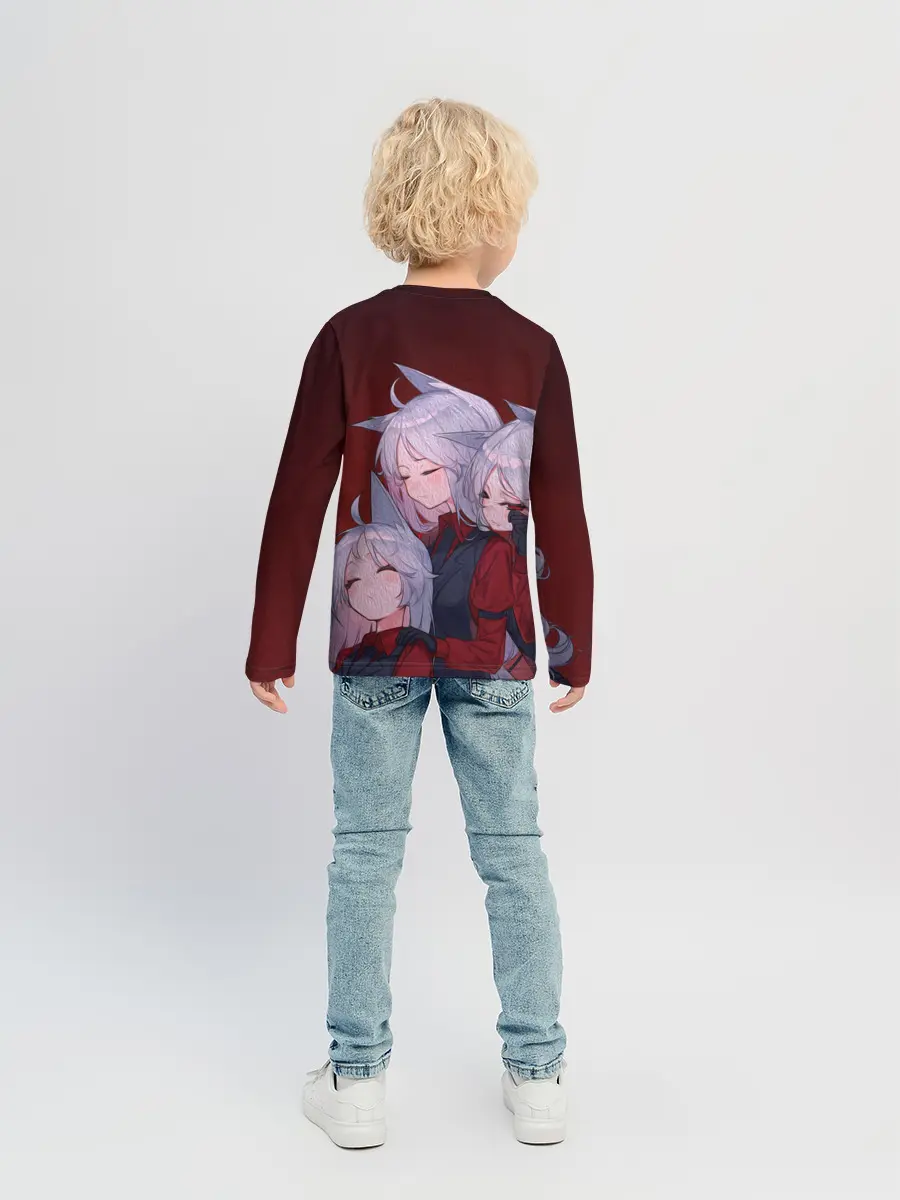 Детский лонгслив / Cerberus обнимаются втроем Helltaker