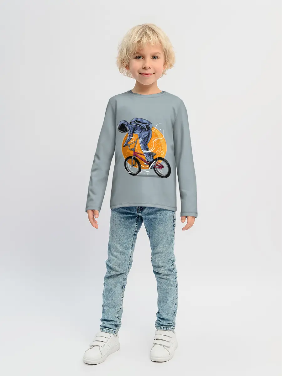Детский лонгслив / Космический велосипедист