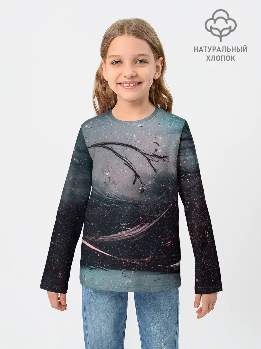 Детский лонгслив / Абстракция краска разводы кап