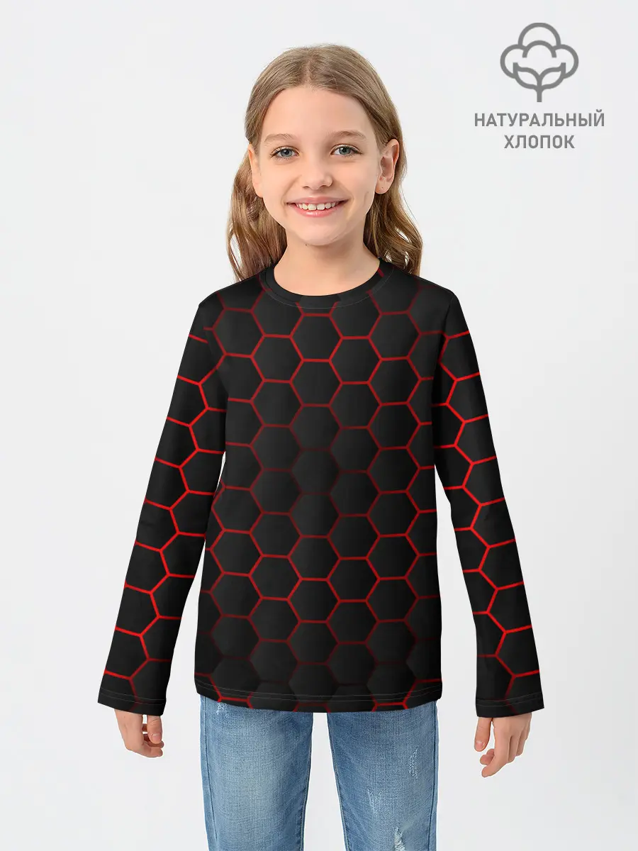 Детский лонгслив / 3D black & red