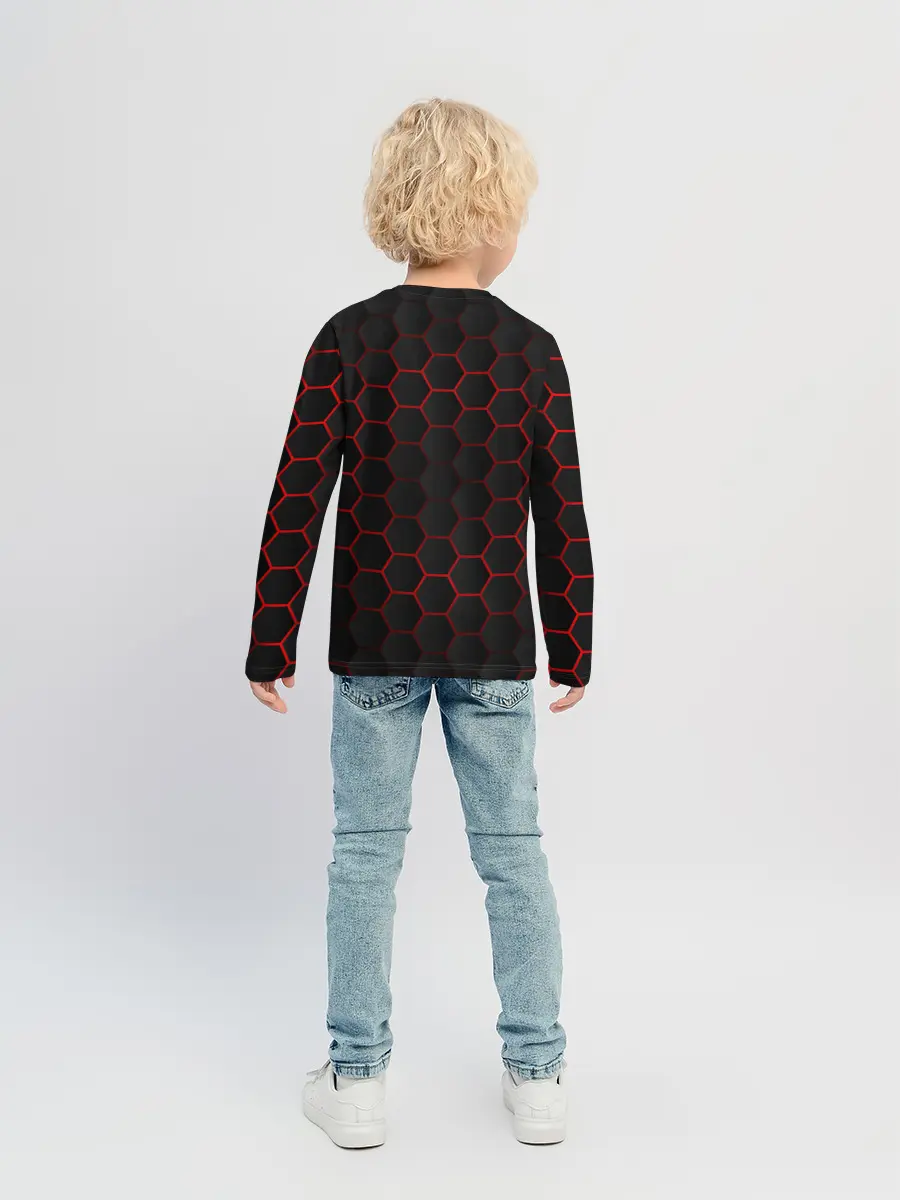 Детский лонгслив / 3D black & red