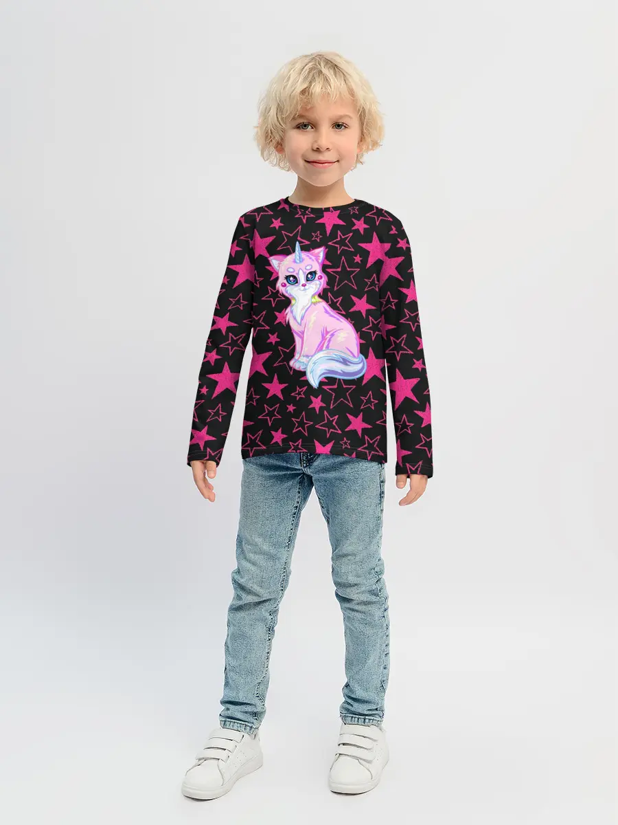 Детский лонгслив / Cat Unicorn | Кот Единорог