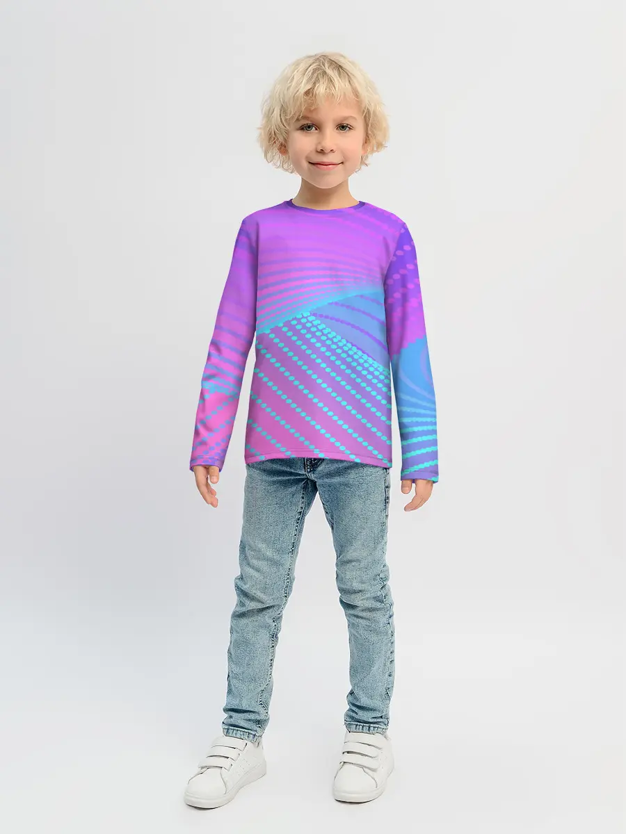 Детский лонгслив / Линии точки полосы неон яркий