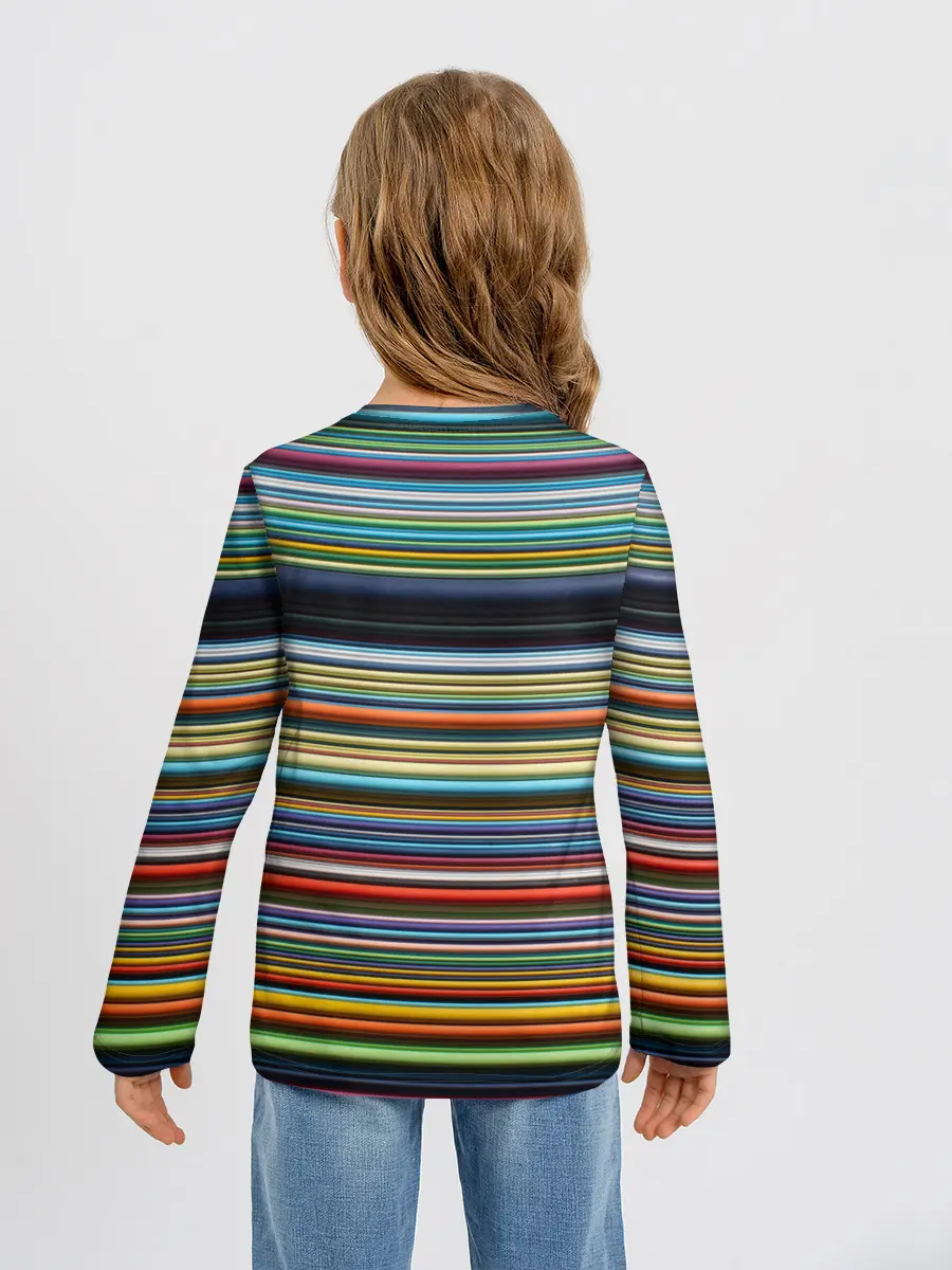 Детский лонгслив / РАзноцыетные линии полосы хаос