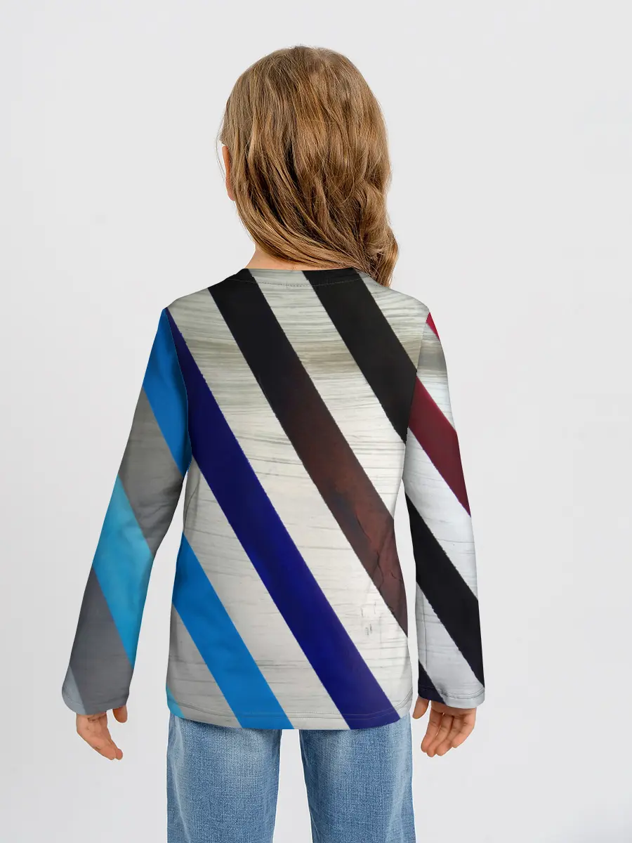 Детский лонгслив / Косые линии полосы крупные