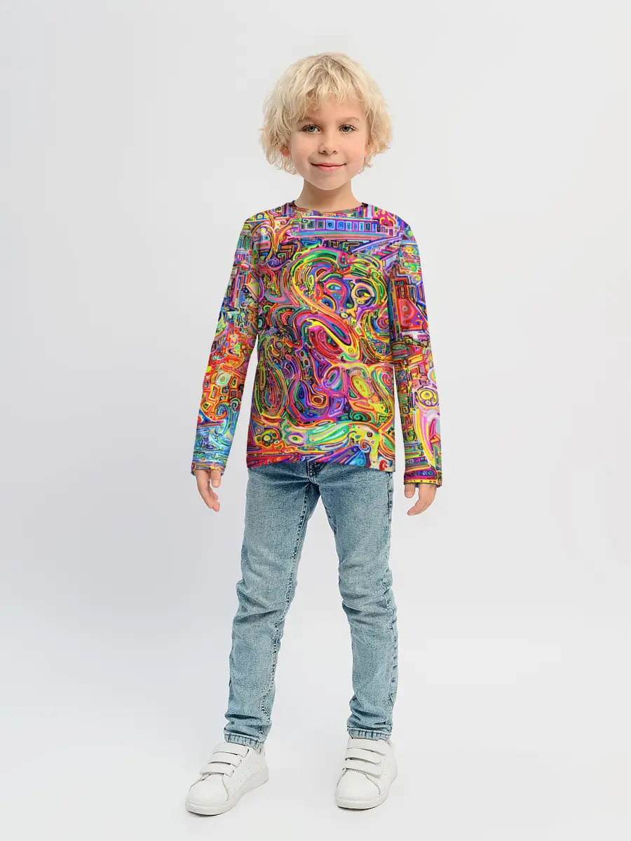 Детский лонгслив / НЕОНОВЫЕ ЛИНИИ / АБСТРАКЦИЯ