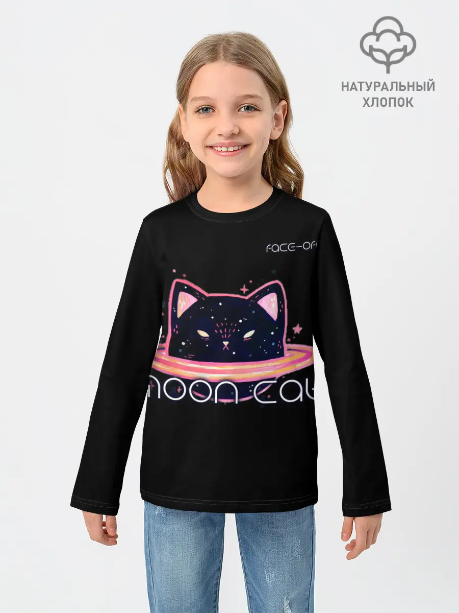 Детский лонгслив / Face Off- Moon cat