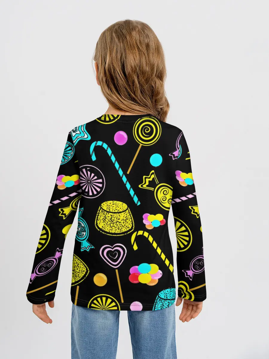 Детский лонгслив / Винсмок Санджи. Фон со сладостями