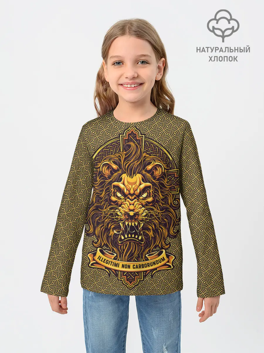 Детский лонгслив / Золотой лев на кресте