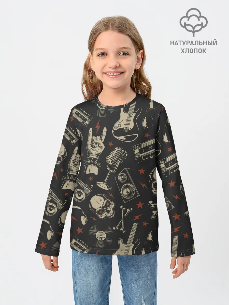 Детский лонгслив / Spotify Рок Черепа