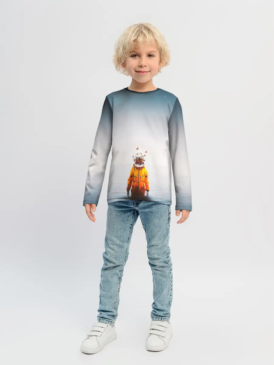 Детский лонгслив / КОСМОНАВТ В МОРЕ