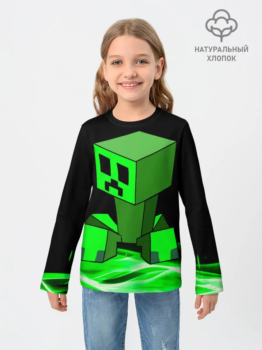 Детский лонгслив / Майнкрафт Крипер