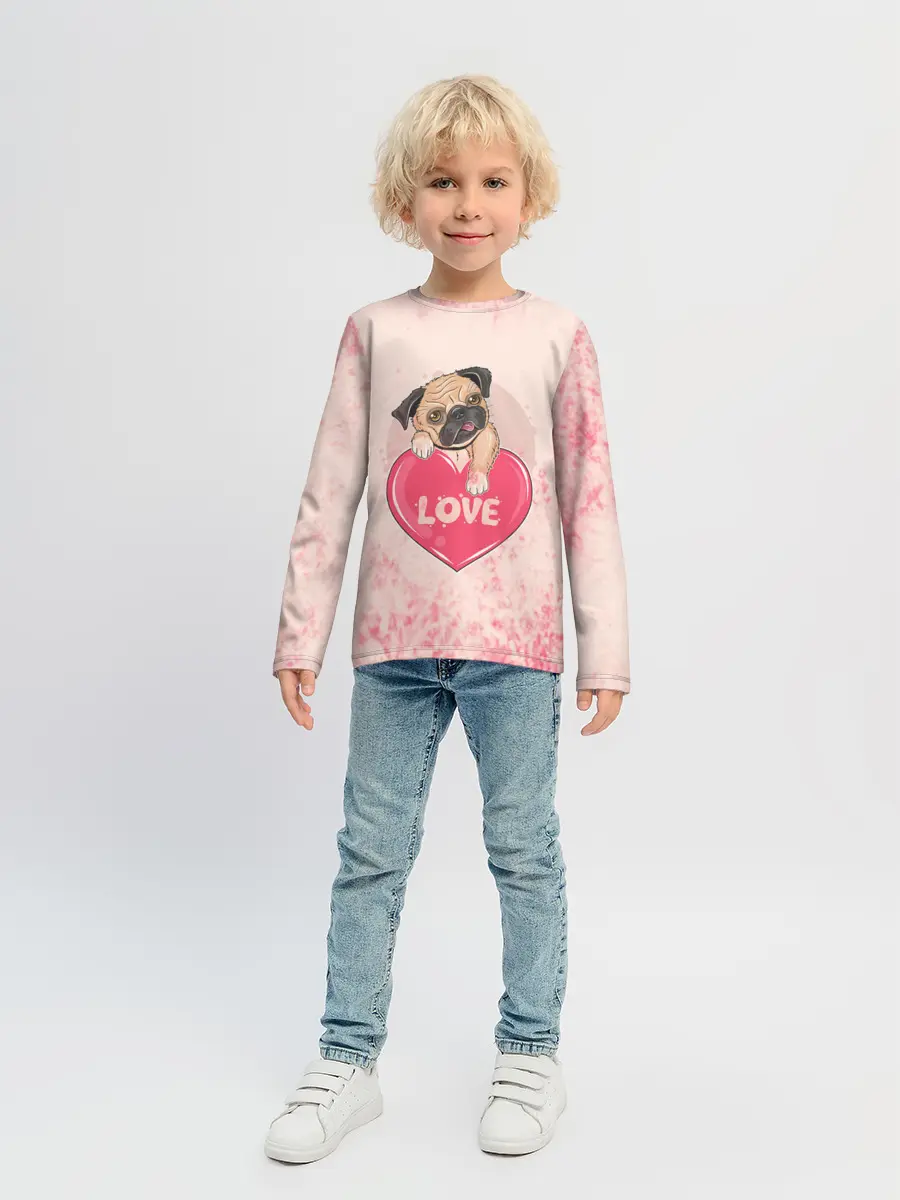 Детский лонгслив / Love Pug | Люблю мопса