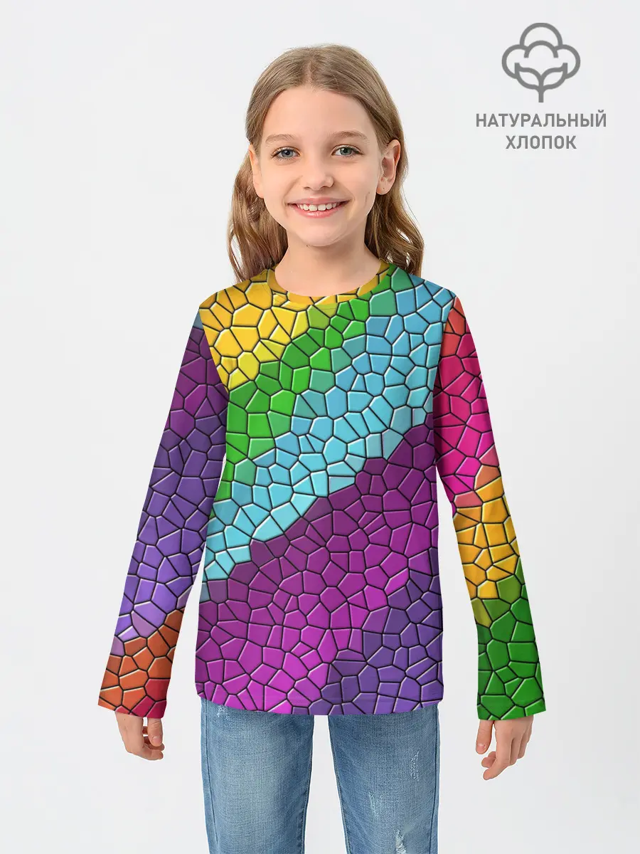 Детский лонгслив / Яркая мозаика