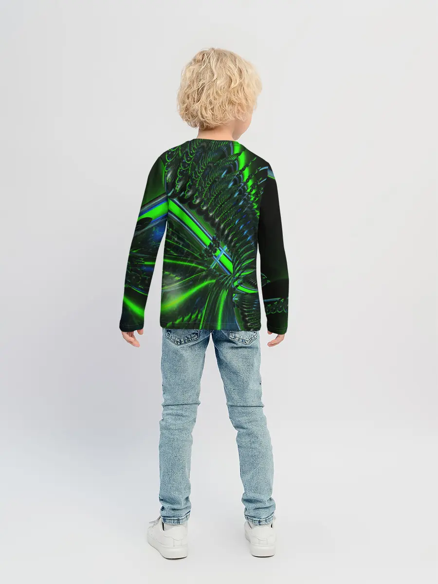 Детский лонгслив / DIGITAL NEON GREEN