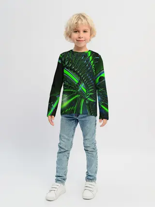 Детский лонгслив / DIGITAL NEON GREEN