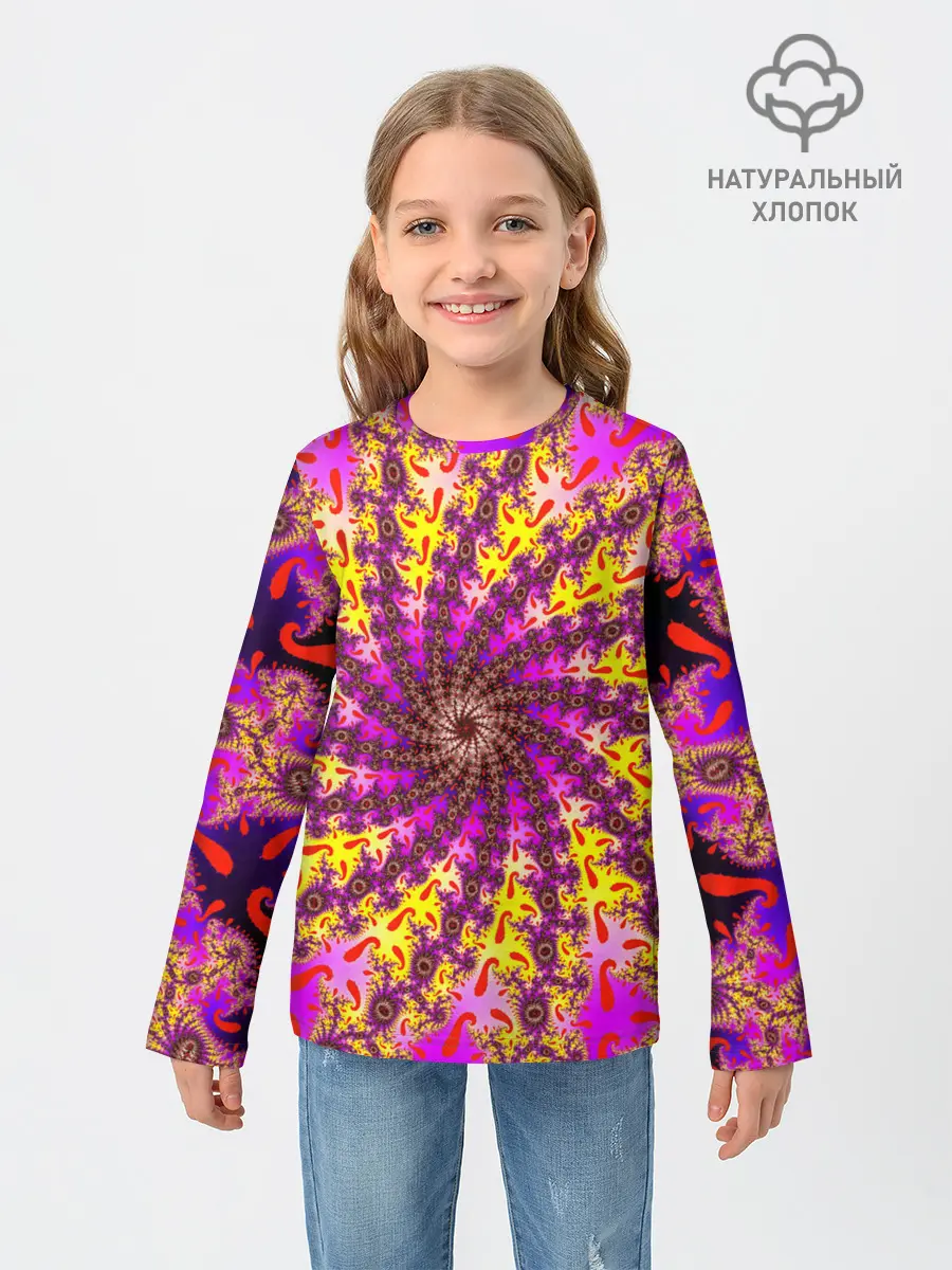 Детский лонгслив / НЕОНОВЫЙ РОЗОВЫЙ ФРАКТАЛ
