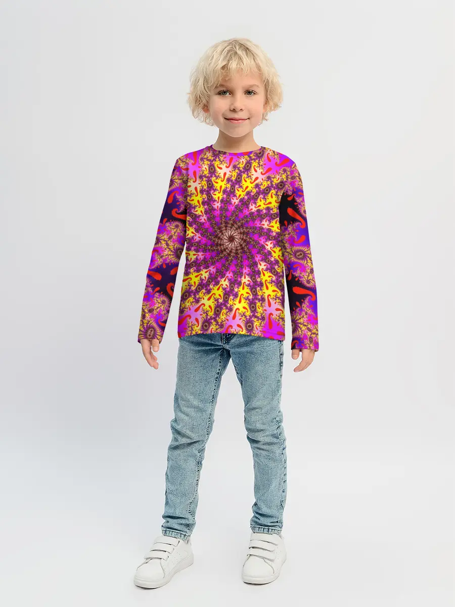 Детский лонгслив / НЕОНОВЫЙ РОЗОВЫЙ ФРАКТАЛ