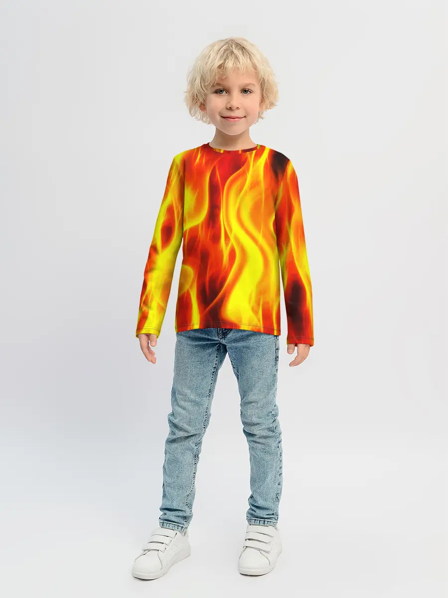 Детский лонгслив / Неон Огонь