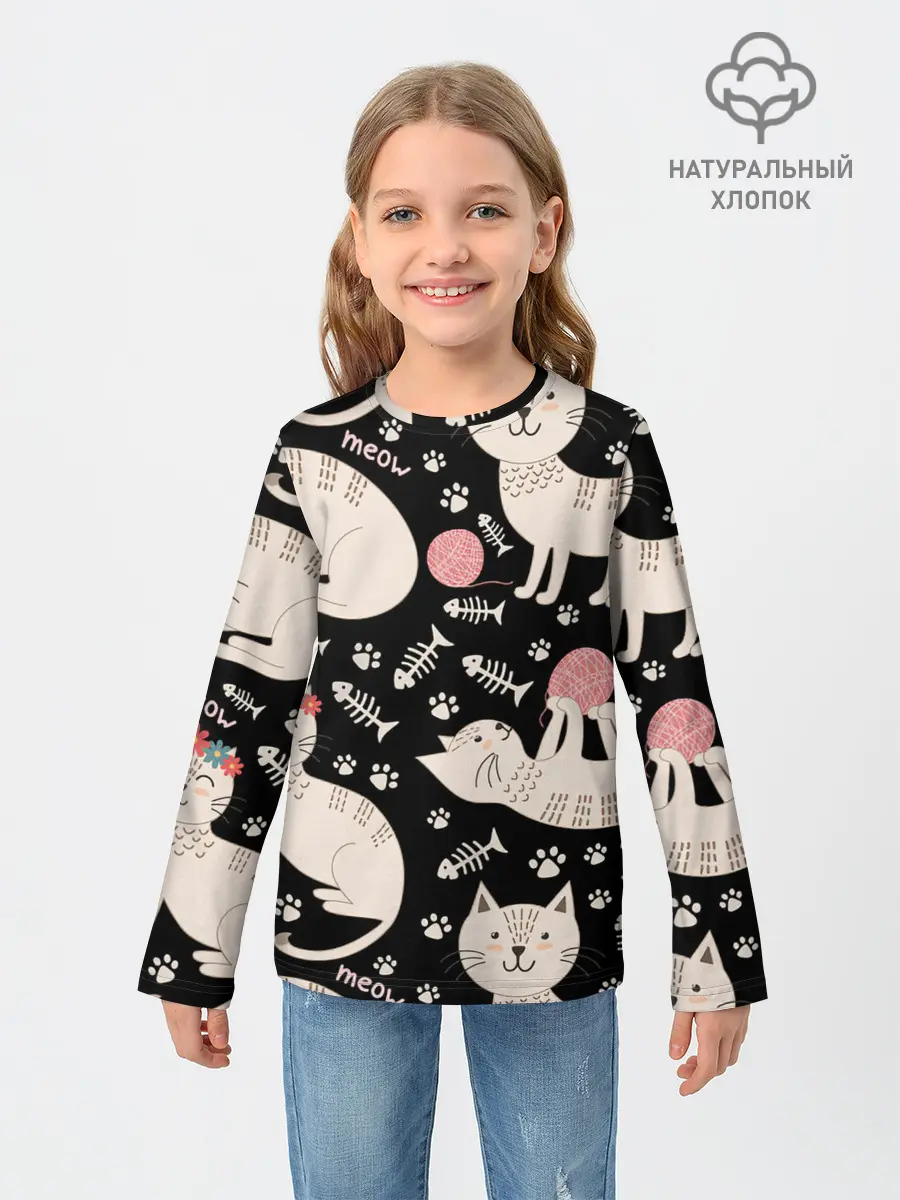 Детский лонгслив / Милые кошечки