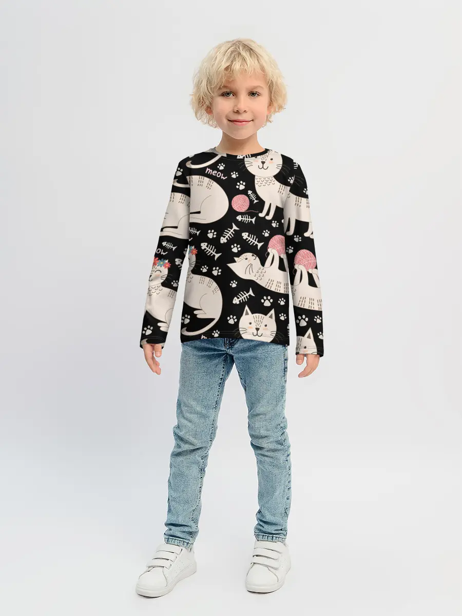 Детский лонгслив / Милые кошечки
