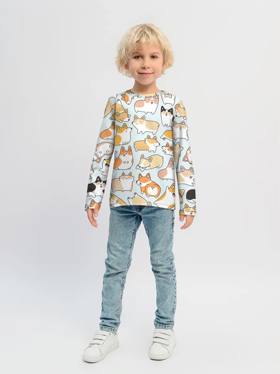 Детский лонгслив / Стая корги