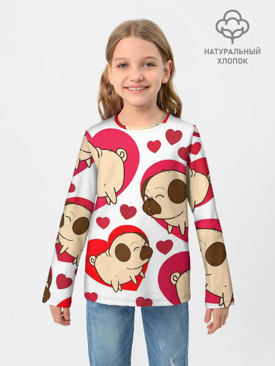 Детский лонгслив / Мопсики