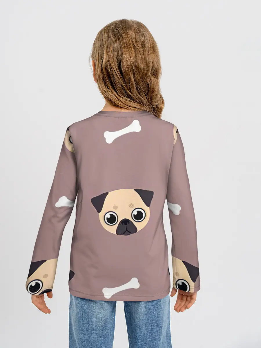 Детский лонгслив / Мопсины мордашки