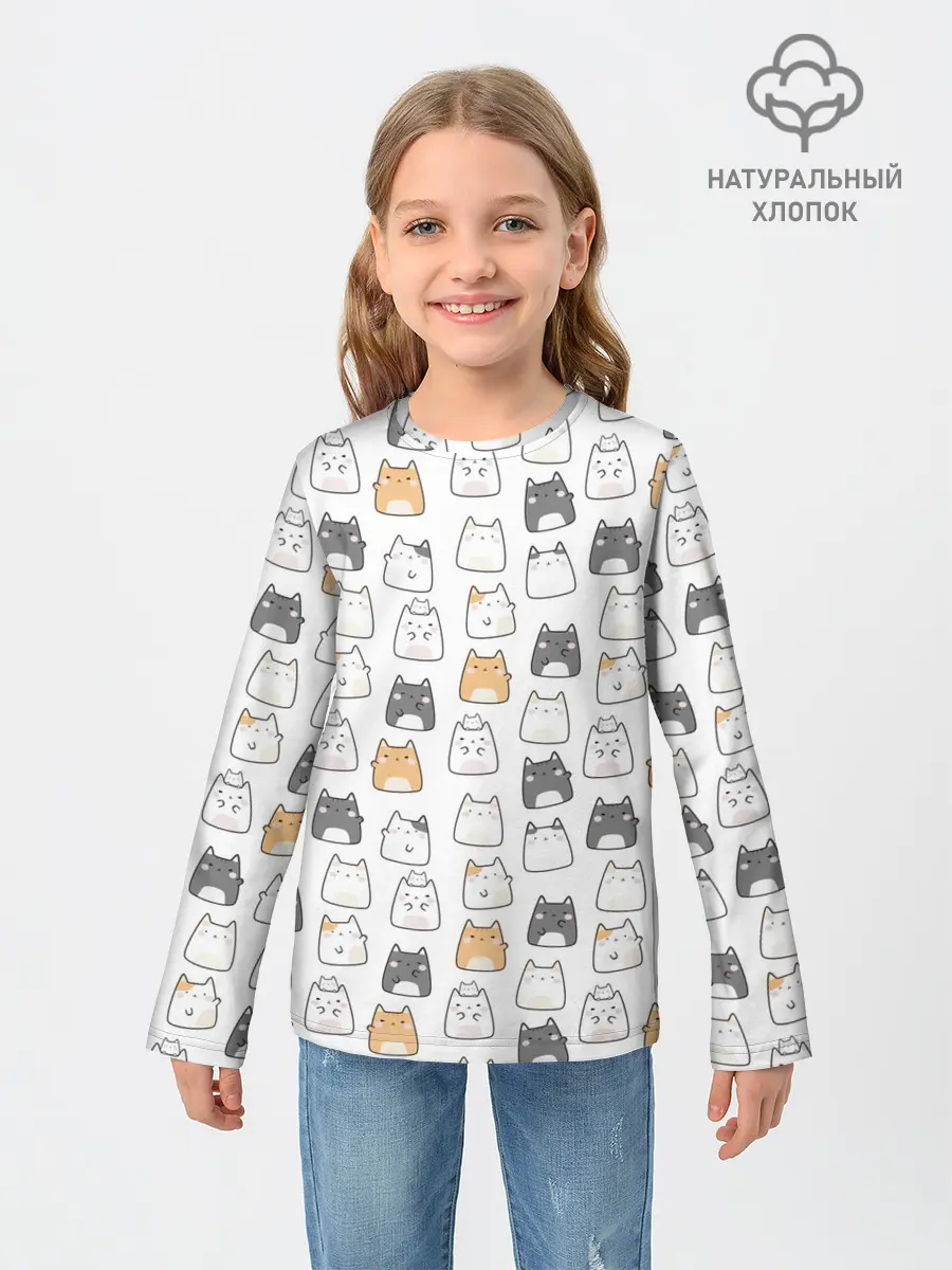 Детский лонгслив / Толстые котики