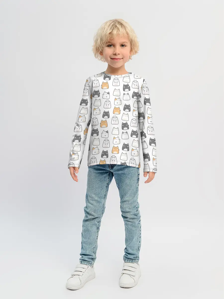 Детский лонгслив / Толстые котики