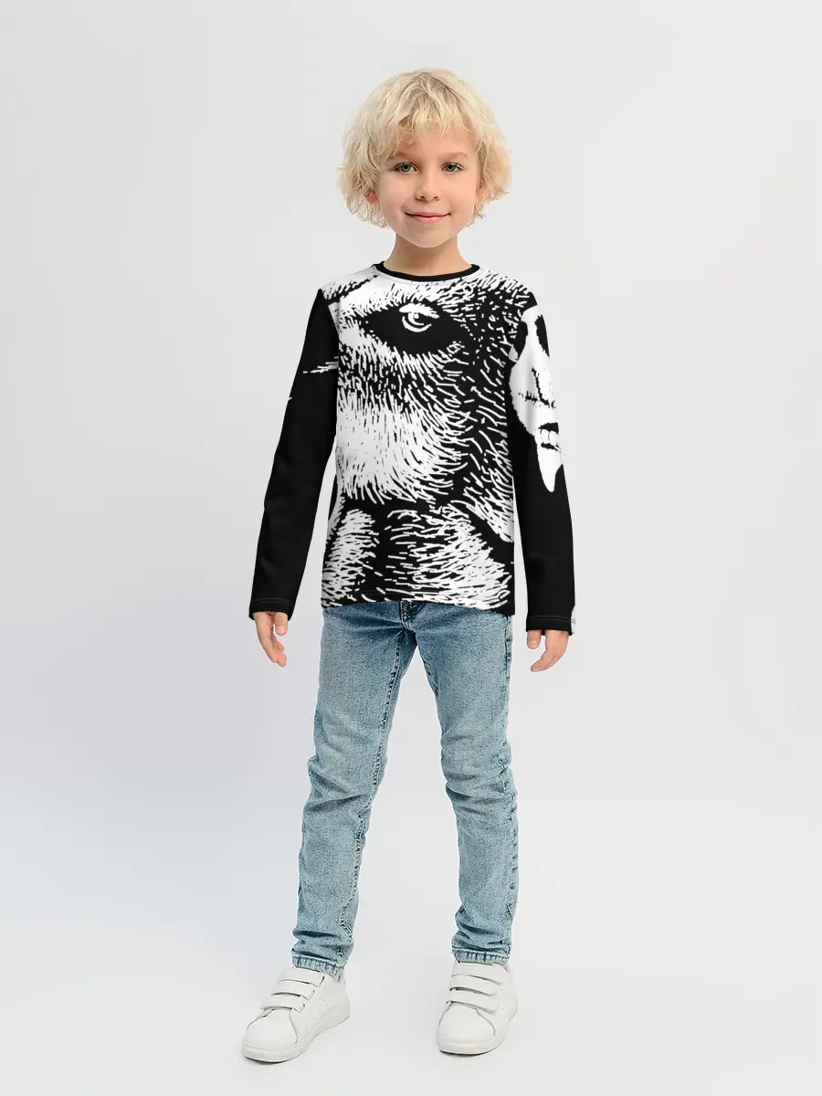 Детский лонгслив / Черный медведь