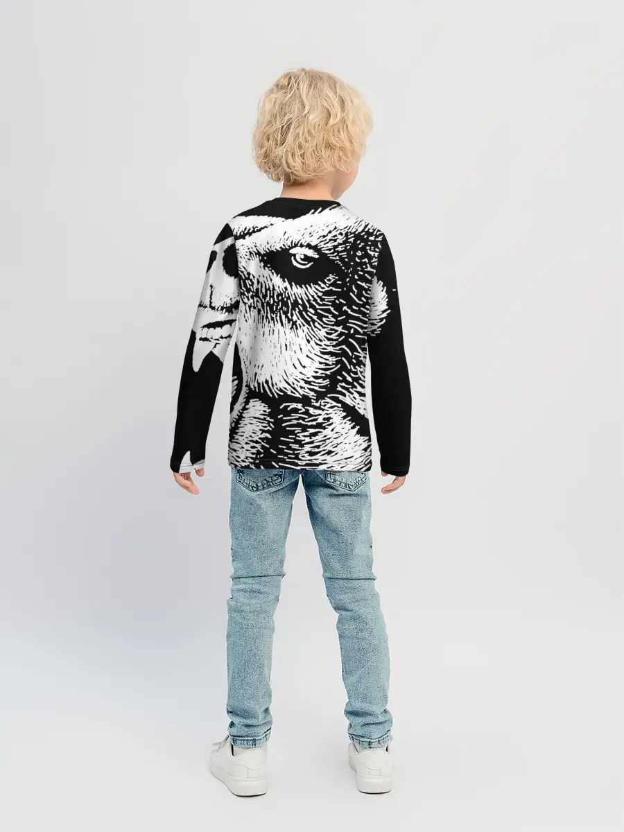 Детский лонгслив / Черный медведь