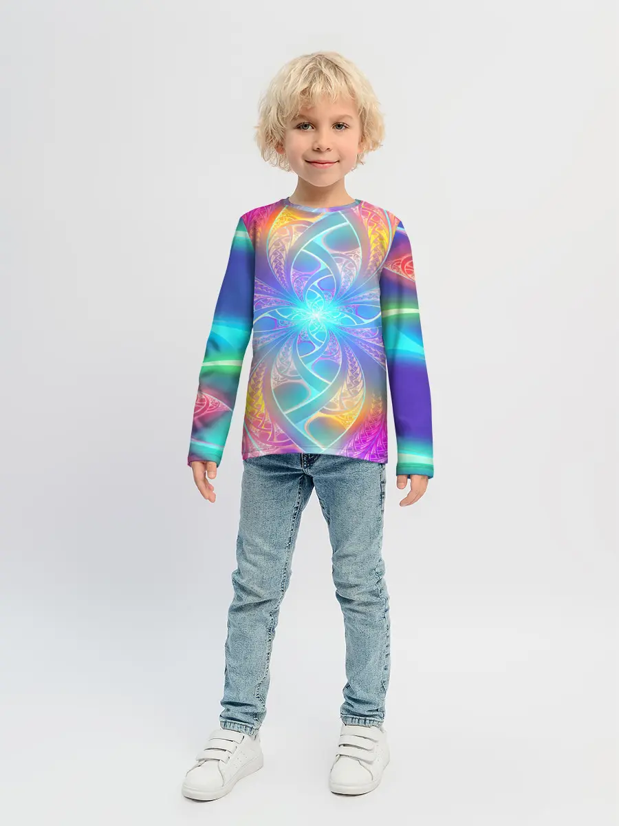 Детский лонгслив / Узоры / Абстракция /Неон