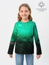 Детский лонгслив / Зеленые капли клетки