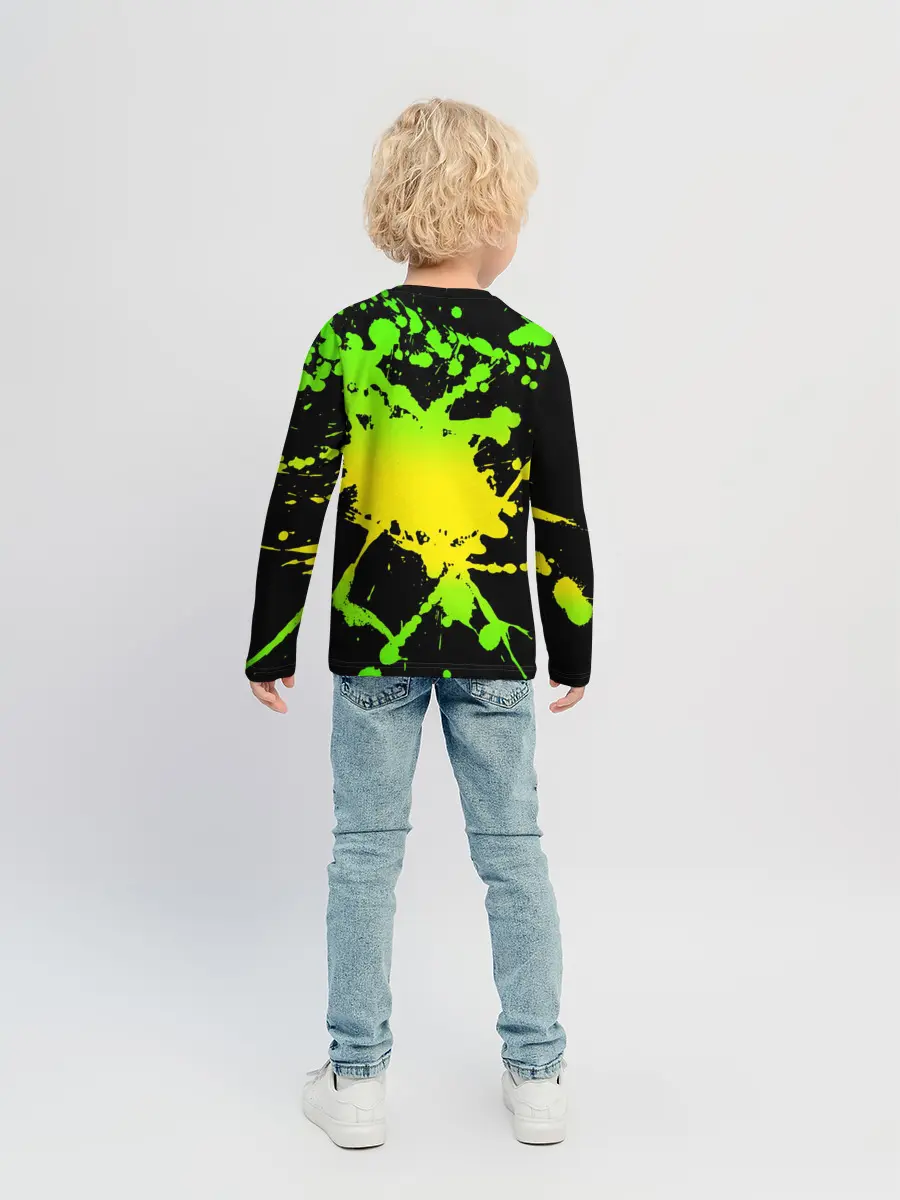 Детский лонгслив / KILLA зеленые брызги