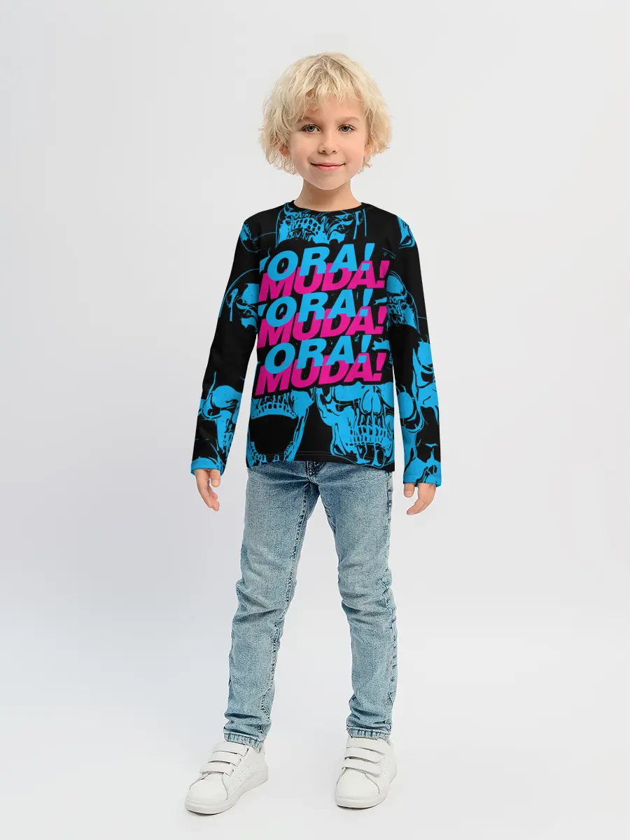 Детский лонгслив / Ора Муда синие черепа