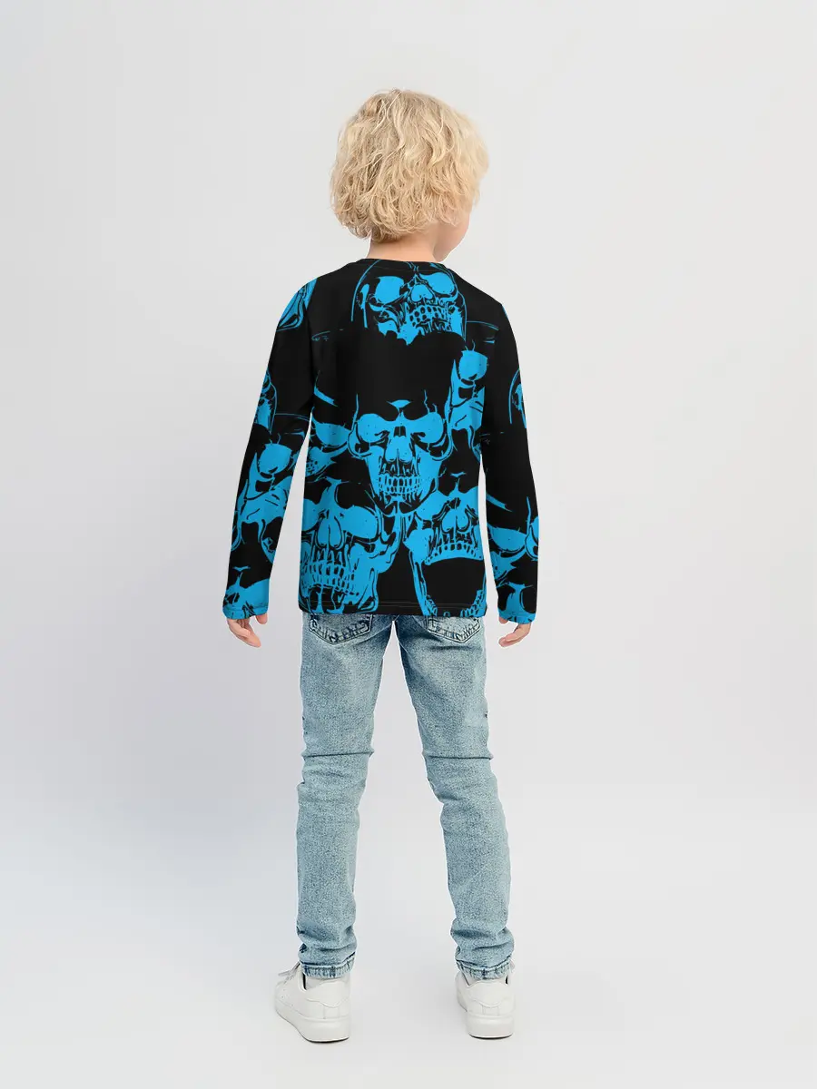 Детский лонгслив / Ора Муда синие черепа