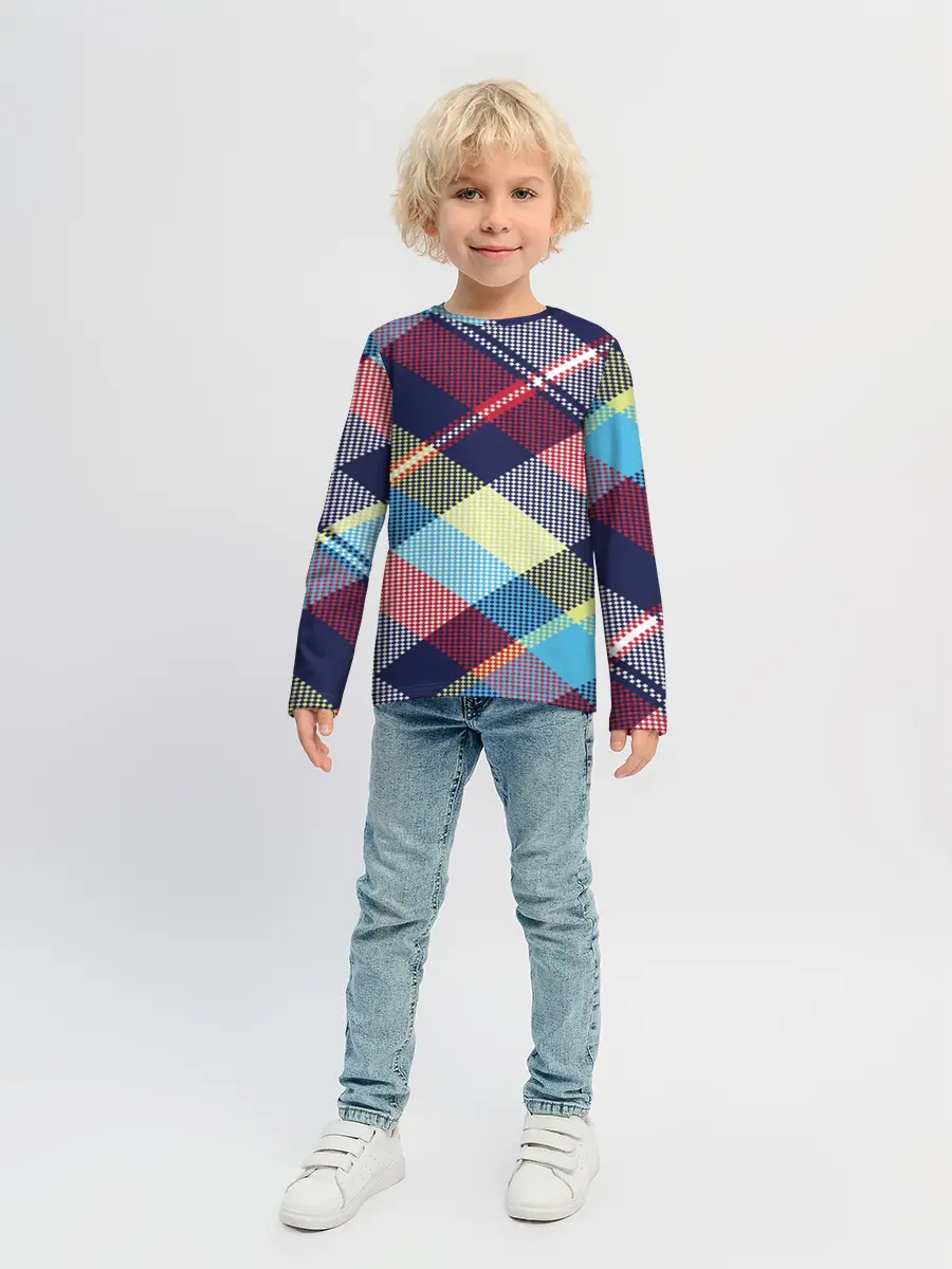 Детский лонгслив / Клетка / Текстура в клетку #2