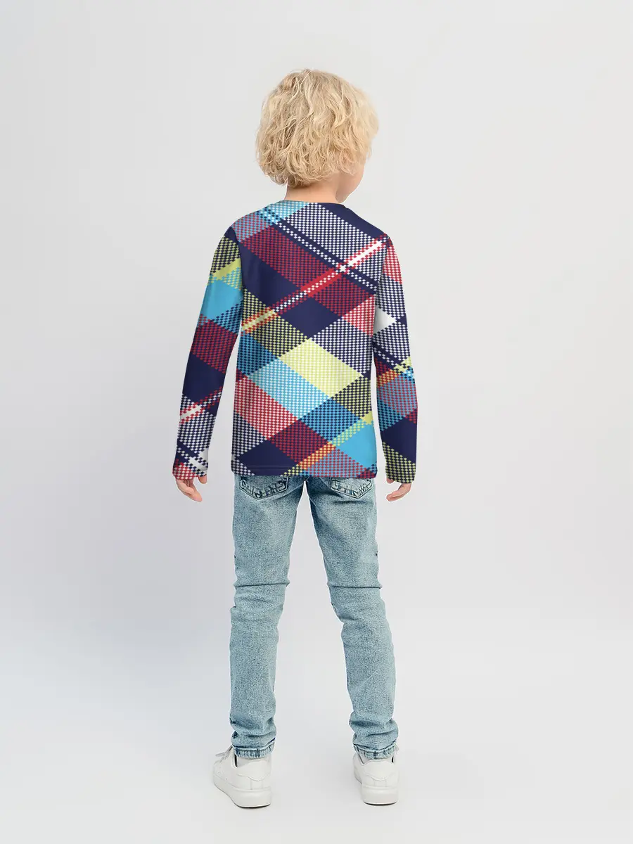 Детский лонгслив / Клетка / Текстура в клетку #2