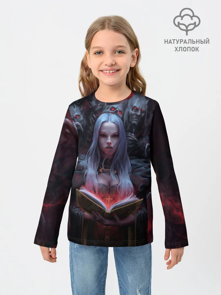 Детский лонгслив / Demonic book