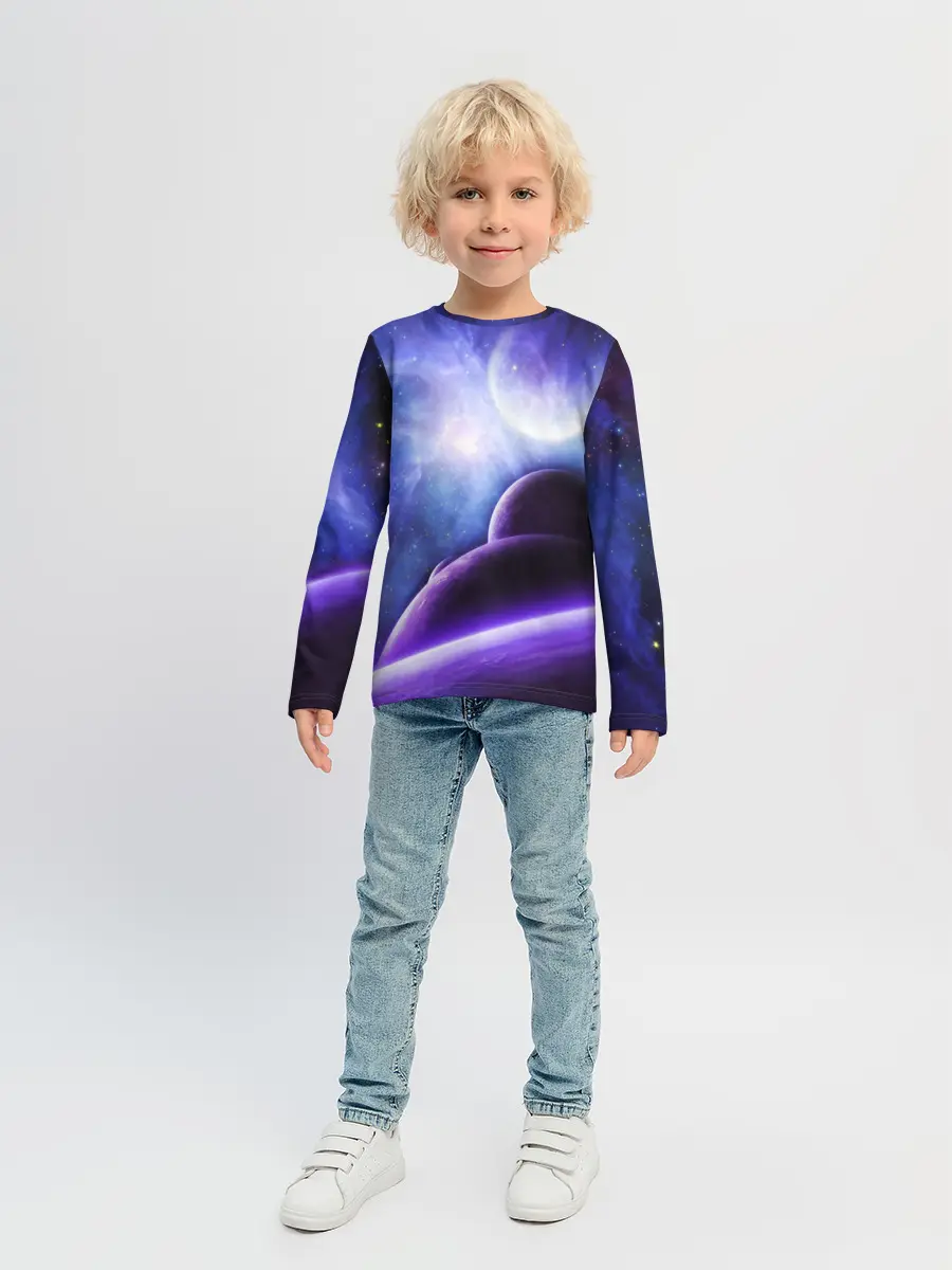 Детский лонгслив / Неоновый Космос