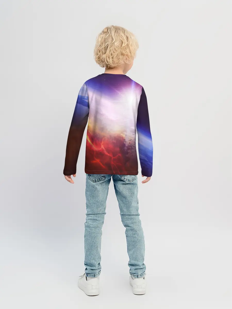 Детский лонгслив / Звезды в неоне