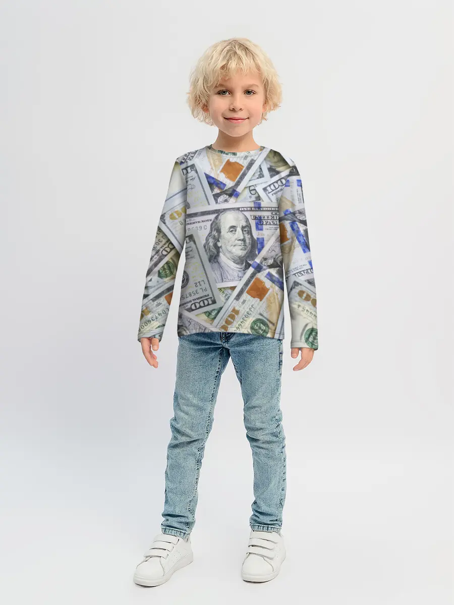 Детский лонгслив / Доллары