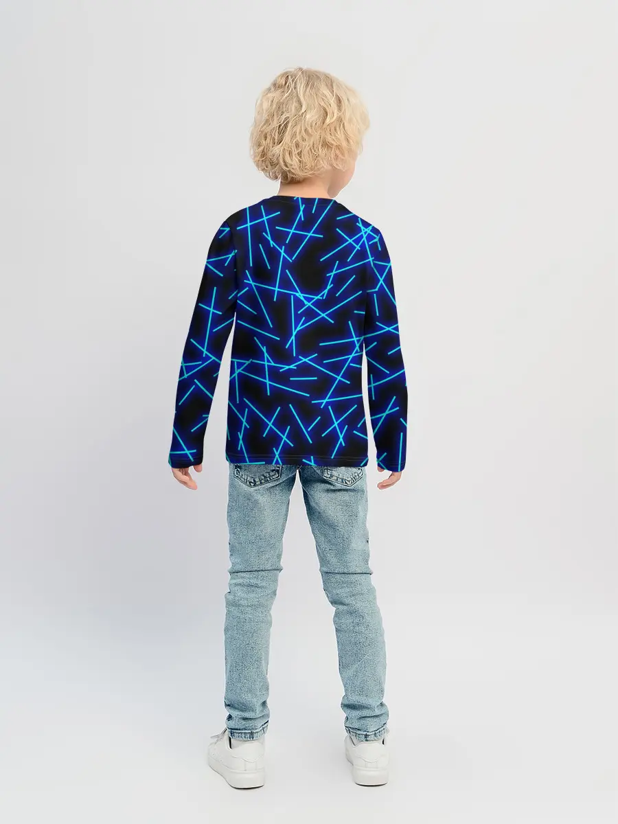 Детский лонгслив / Неоновые линии